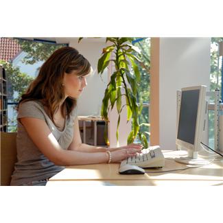 woman on computer